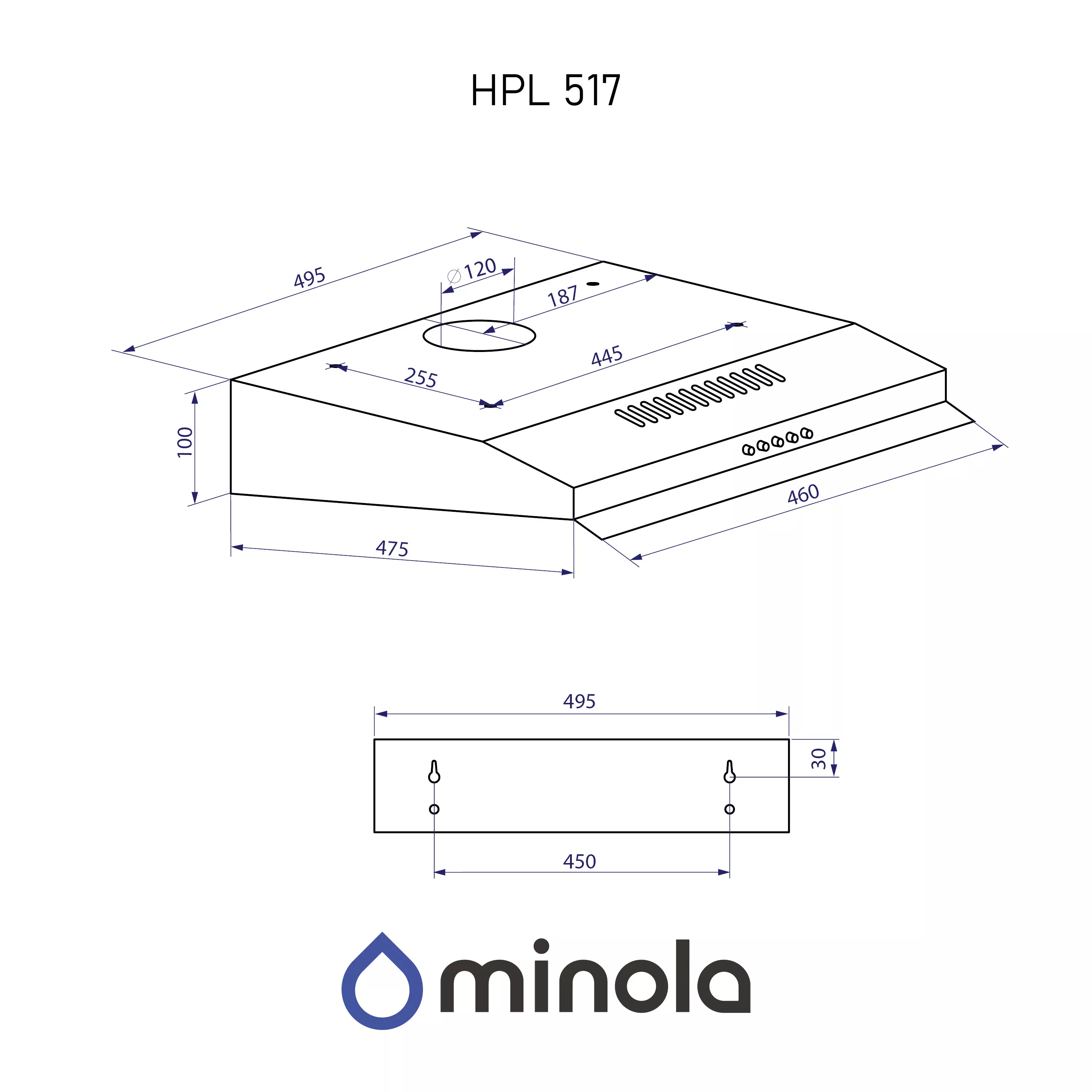 ➤Купить вытяжку плоскую Minola HPL 517 I в Киеве, Харькове